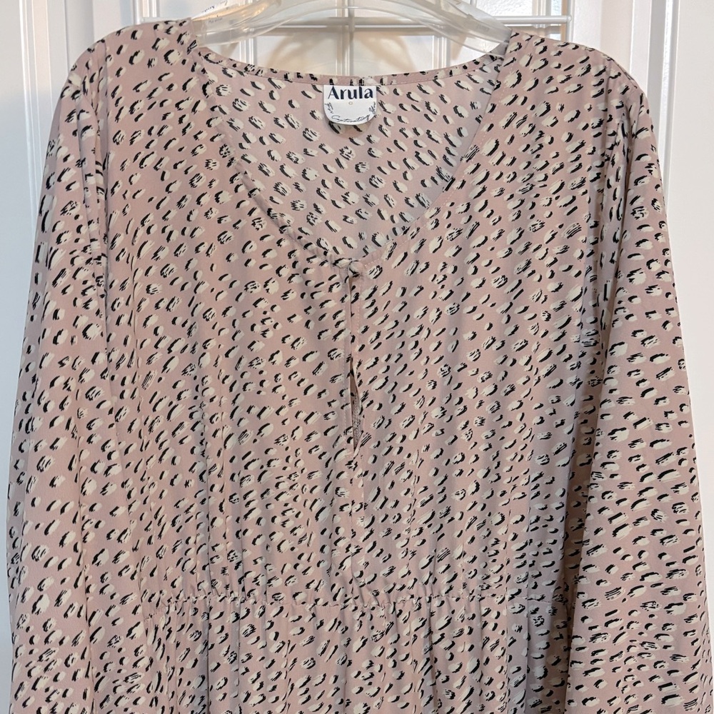 Arula Taupe/Pinkish Black Patterned Dress